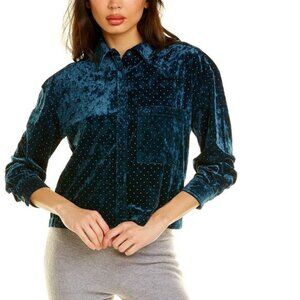 Something Navy Studded Velvet Shirt Jacket